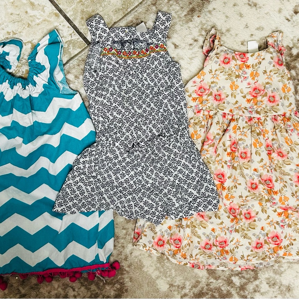 Tommy Bahama Blue Chevron and Floral Kids Dress Trio